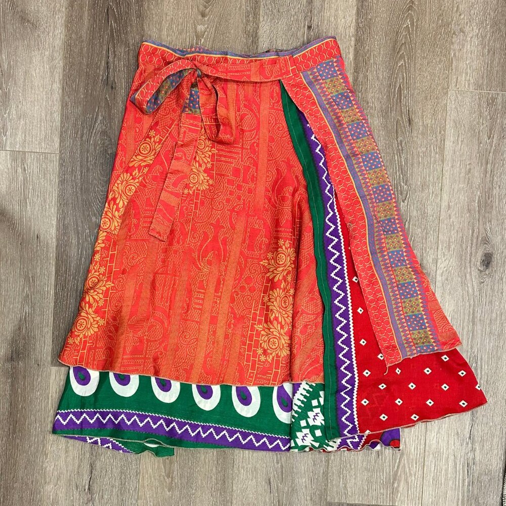 NWT Jedzebel Silk "Magic" Midi Reversible Wrap Skirt S-L